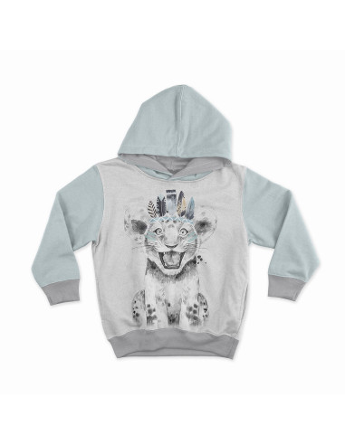 Lightweight sweatshirt fabric panel 40 cm x 50 cm - Pink Indian Lion Cub