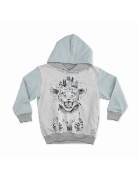 Lightweight sweatshirt fabric panel 40 cm x 50 cm - Pink Indian Lion Cub