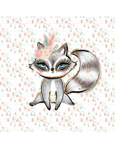 Lightweight sweatshirt fabric panel 40 cm x 50 cm - Boho Raccoon