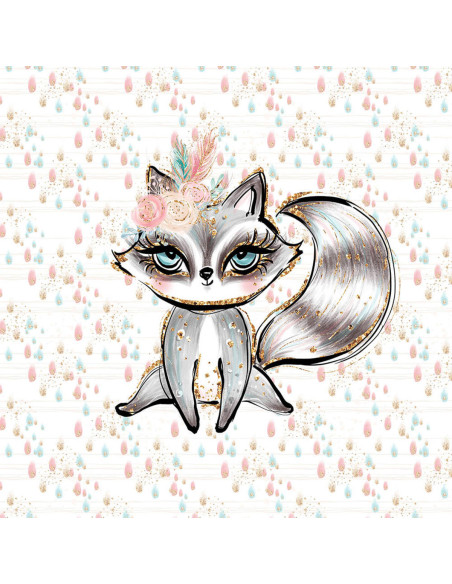 Lightweight sweatshirt fabric panel 40 cm x 50 cm - Boho Raccoon