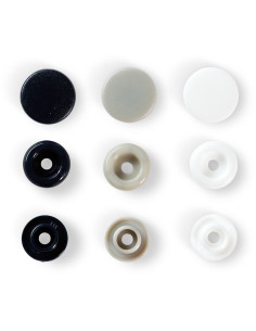 Set of 30 Color Snaps press buttons 12.4 mm - Navy, gray, and white 2
