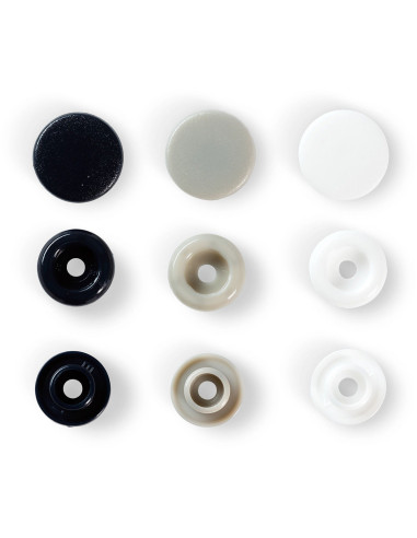 Set of 30 Color Snaps press buttons 12.4 mm - Navy, gray, and white