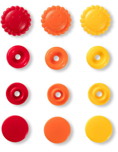 Set of 21 Color Snaps Flower Press Studs 13.6 mm - Yellow, Red, and Orange 2
