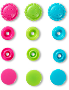 Set of 21 Color Snaps Flower Press Studs 13.6 mm - Turquoise, Green, and Fuchsia 2