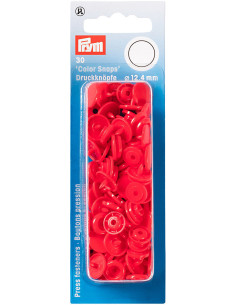 Set of 30 Color Snaps press buttons 12.4 mm - Bright Red