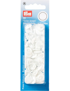 Set of 30 Color Snaps press buttons 12.4 mm - White