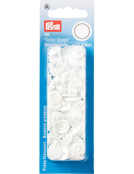 Set of 30 Color Snaps press buttons 12.4 mm - White