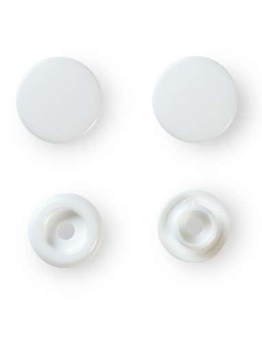 Set of 30 Color Snaps press buttons 12.4 mm - White