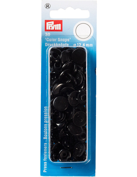 Set of 30 Color Snaps press buttons 12.4 mm - Black