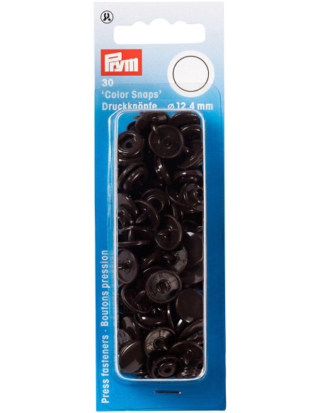 Set of 30 Color Snaps press buttons 12.4 mm - Dark Brown