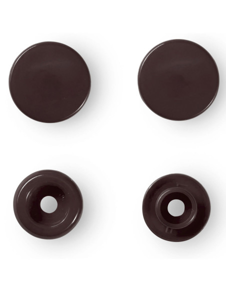 Set of 30 Color Snaps press buttons 12.4 mm - Dark Brown