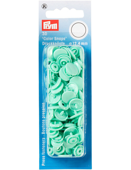 Set of 30 Color Snaps press buttons 12.4 mm - Mint