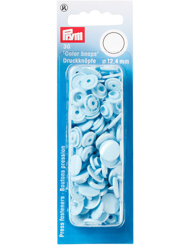 Set of 30 Color Snaps press buttons 12.4 mm - Light blue
