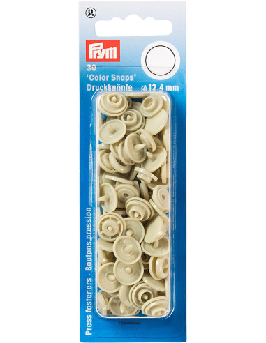 Set of 30 Color Snaps press buttons 12.4 mm - Beige