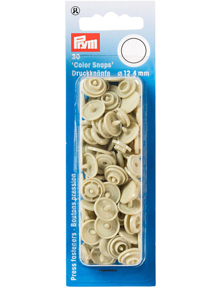 Set of 30 Color Snaps press buttons 12.4 mm - Beige