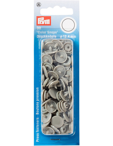 Set of 30 Color Snaps press buttons 12.4 mm - Gray