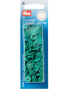Set of 30 Color Snaps press buttons 12.4 mm - Emerald Green