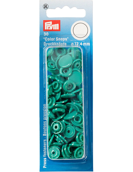 Set of 30 Color Snaps press buttons 12.4 mm - Emerald Green