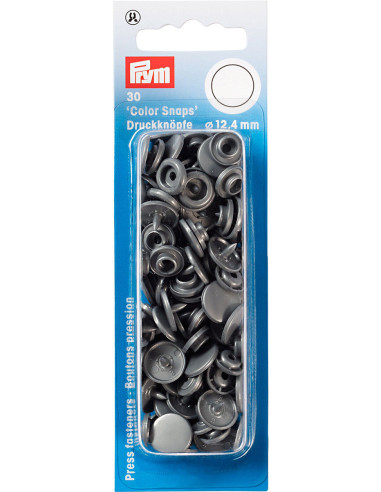 Set of 30 Color Snaps press buttons 12.4 mm - Silver Gray