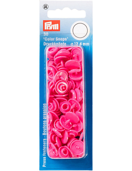 Set of 30 Color Snaps press buttons 12.4 mm - Fuchsia