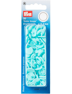 Set of 30 Color Snaps press buttons 12.4 mm - Light Turquoise
