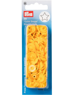 Set of 30 Color Snaps Star Press Studs 12.4 mm - Yellow