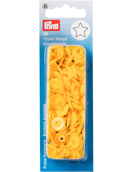 Set of 30 Color Snaps Star Press Studs 12.4 mm - Yellow