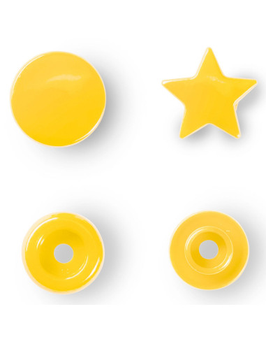 Set of 30 Color Snaps Star Press Studs 12.4 mm - Yellow