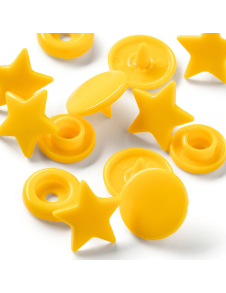 Set of 30 Color Snaps Star Press Studs 12.4 mm - Yellow
