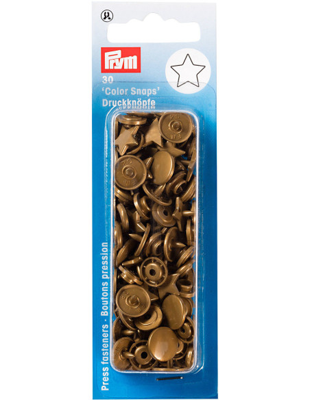 Set of 30 Color Snaps Star Press Studs 12.4 mm - Gold