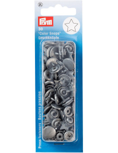 Set of 30 Color Snaps Star Press Studs 12.4 mm - Silver Gray