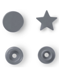 Set of 30 Color Snaps Star Press Studs 12.4 mm - Silver Gray 2