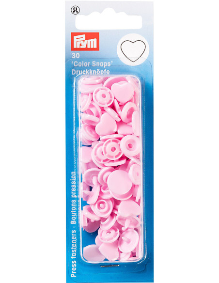 Set of 30 Color Snaps Heart Press Studs 12.4 mm - Pink