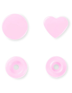 Set of 30 Color Snaps Heart Press Studs 12.4 mm - Pink 2