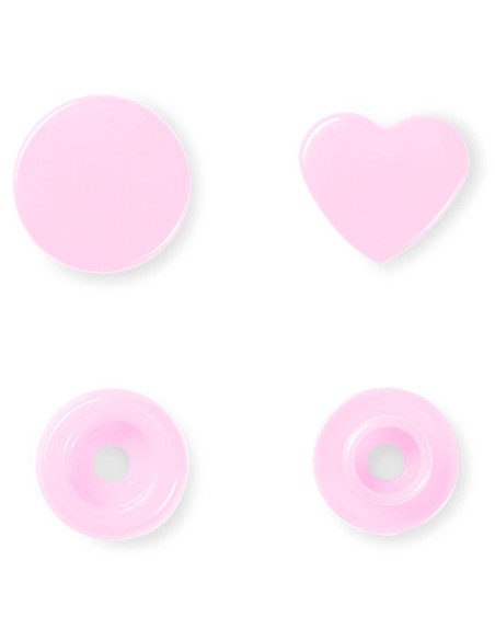 Set of 30 Color Snaps Heart Press Studs 12.4 mm - Pink