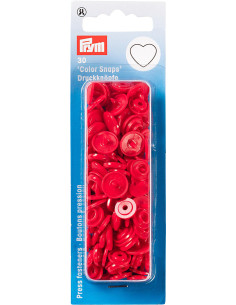 Set of 30 Color Snaps Heart Press Studs 12.4 mm - Red