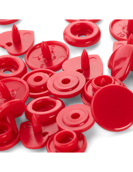 Set of 30 Color Snaps Heart Press Studs 12.4 mm - Red