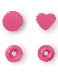 Set of 30 Color Snaps Heart Press Studs 12.4 mm - Fuchsia 2