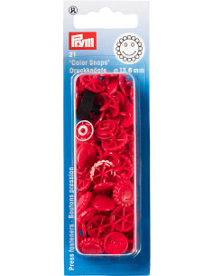 Set of 21 Color Snaps Flower Press Studs 13.6 mm - Red