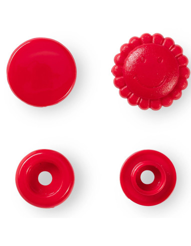 Set of 21 Color Snaps Flower Press Studs 13.6 mm - Red