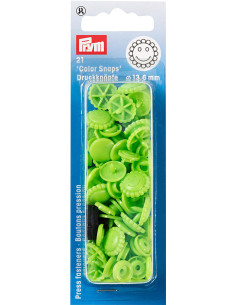 Set of 21 Color Snaps Flower Press Studs 13.6 mm - Green