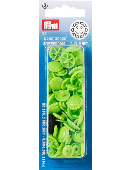Set of 21 Color Snaps Flower Press Studs 13.6 mm - Green