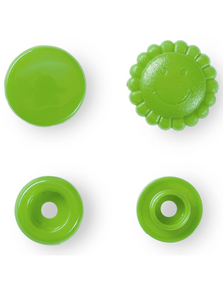 Set of 21 Color Snaps Flower Press Studs 13.6 mm - Green