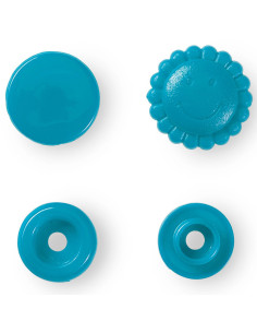 Set of 21 Color Snaps Flower Press Studs 13.6 mm - Turquoise 2