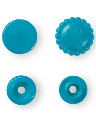 Set of 21 Color Snaps Flower Press Studs 13.6 mm - Turquoise