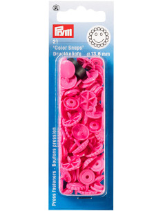 Set of 21 Color Snaps Flower Press Studs 13.6 mm - Fuchsia