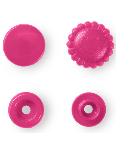 Set of 21 Color Snaps Flower Press Studs 13.6 mm - Fuchsia