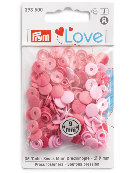 Set of 36 Color Snaps Mini 9 mm snap buttons - Shades of Pink