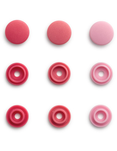 Set of 36 Color Snaps Mini 9 mm snap buttons - Shades of Pink