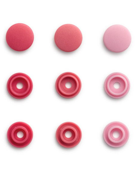 Set of 36 Color Snaps Mini 9 mm snap buttons - Shades of Pink